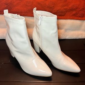 White Faux Leather Booties (NEVER WORN)